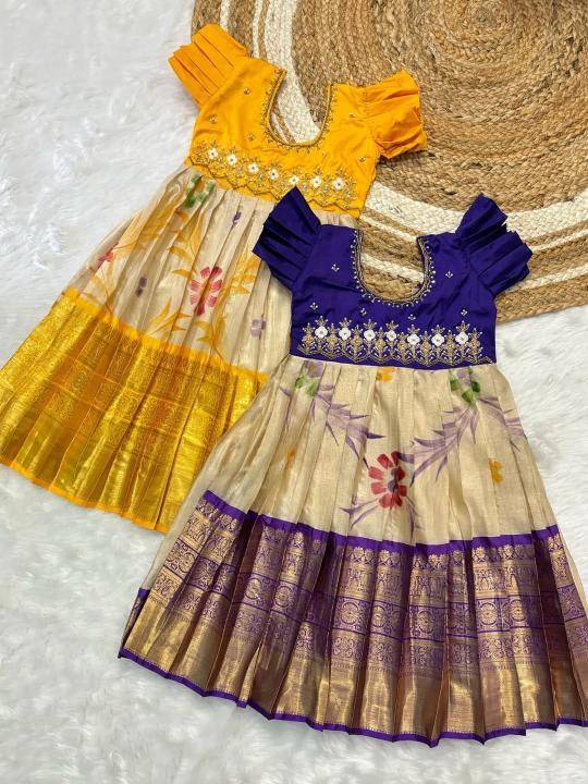 NEW LAUNCIN crape Kids gown Indian clothing manufacturers